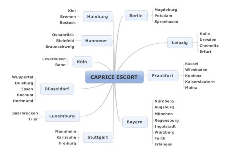 Regionen und Hotspots von Caprice Escort Deutschland